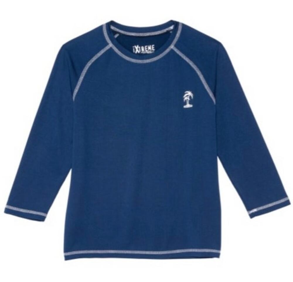 NWT ~ Children's Blue UV Protection Logo Graphic Long Sleeve Swim Top ~ 14/16